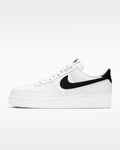 Nike Air Force 1 '07 White Pebbled Leather Black Swoosh Sneakers