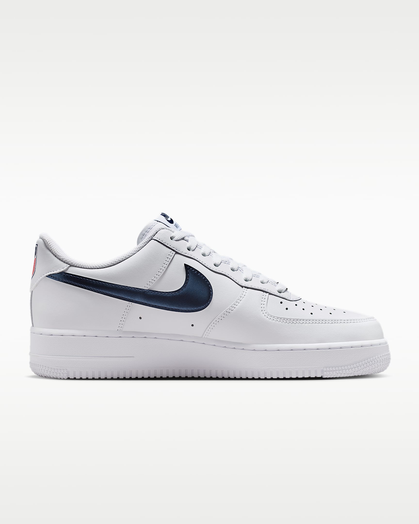 Nike Air Force 1 '07 White Navy Blue Satin Swoosh Sneakers