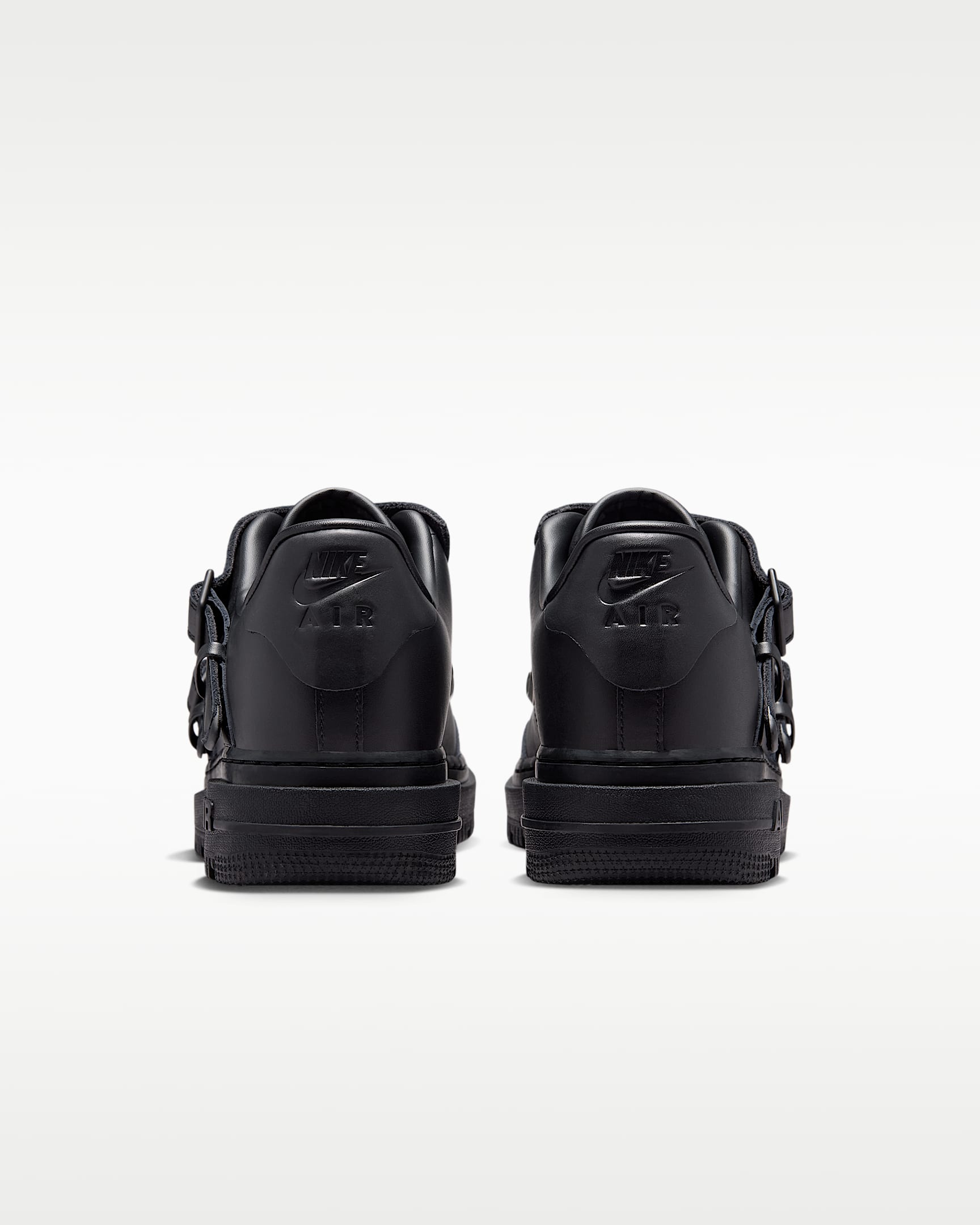 Nike Air Force 1 '07 Black Double Strap Metal Swoosh Sneakers
