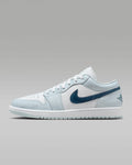 Air Jordan 1 Low White Ice Blue and Dark Navy Sneakers