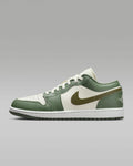 Air Jordan 1 Low OG Sail Medium Olive Leather Sneakers