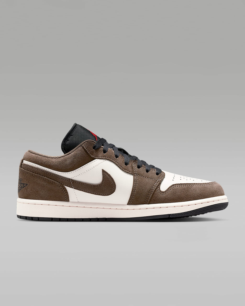 Air Jordan 1 Low Sail Dark Brown Suede Leather Sneakers
