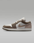 Air Jordan 1 Low White Medium Brown and Taupe Haze Sneakers