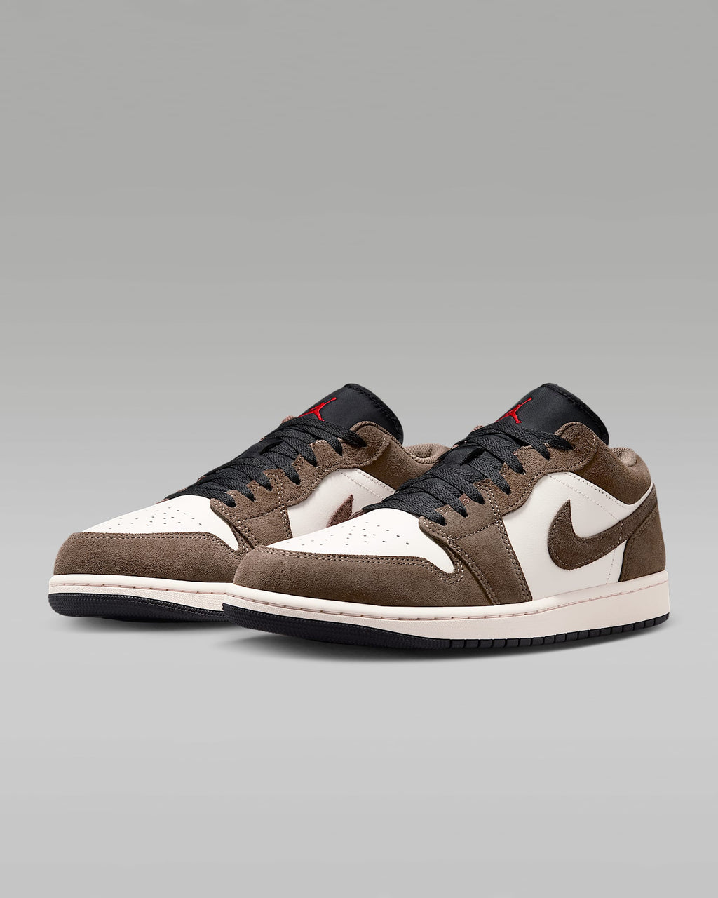 Air Jordan 1 Low Sail Dark Brown Suede Leather Sneakers