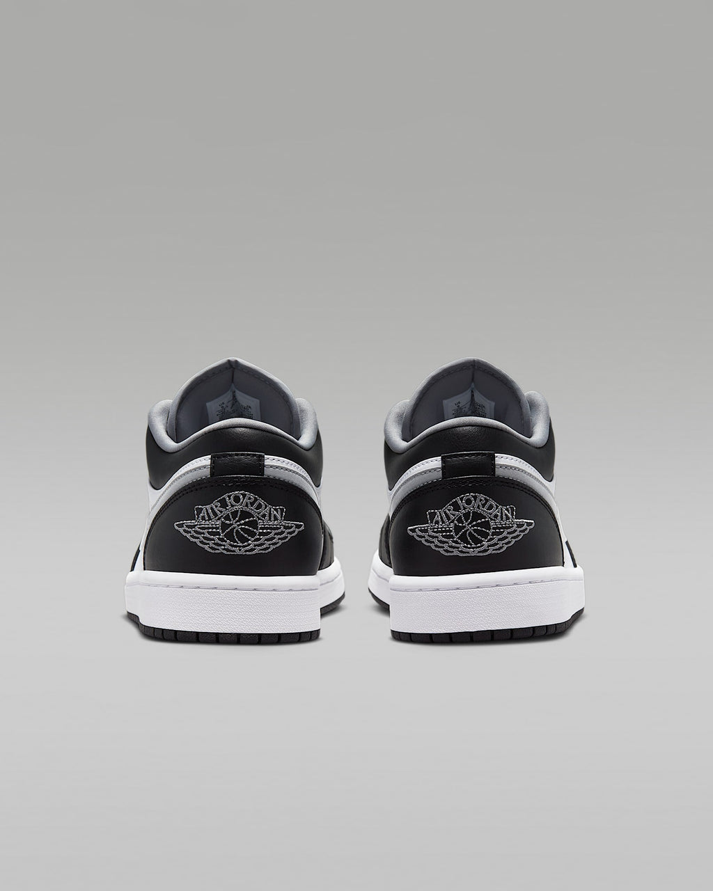 Air Jordan 1 Low OG Black White Grey Swoosh Leather Sneakers