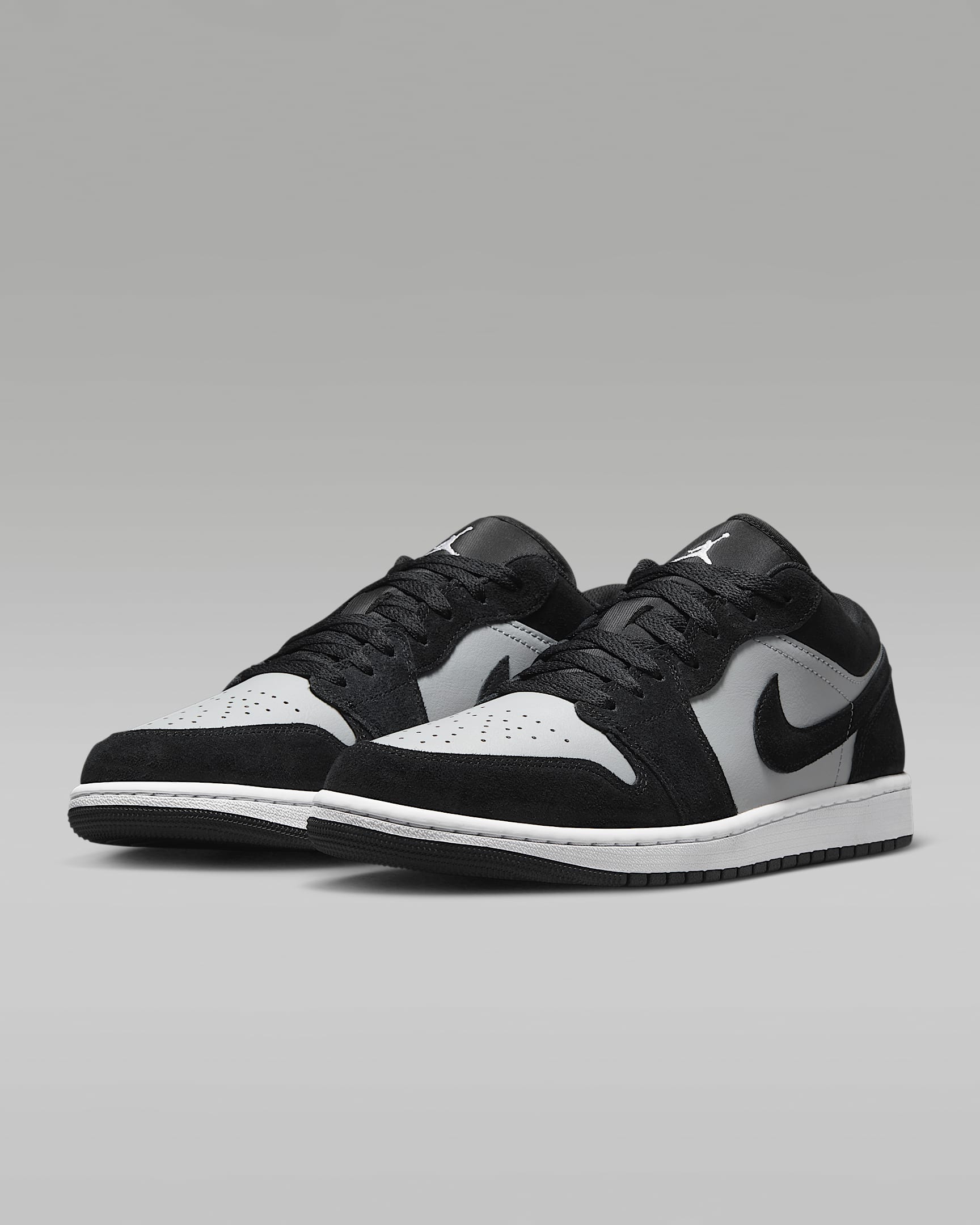 Air Jordan 1 Low OG Black Grey Suede Leather Sneakers