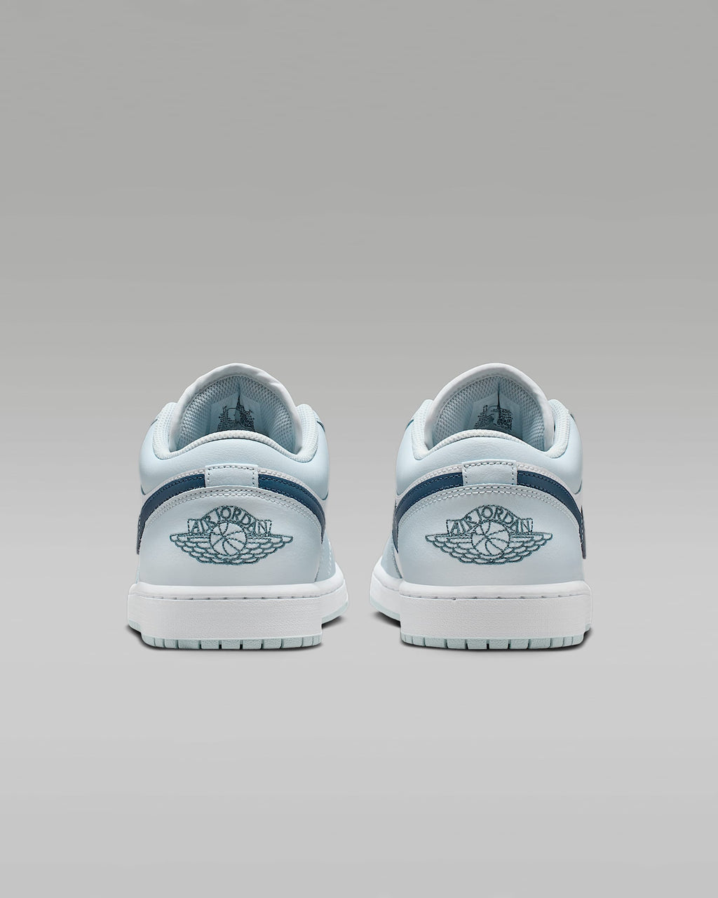 Air Jordan 1 Low White Ice Blue and Dark Navy Sneakers