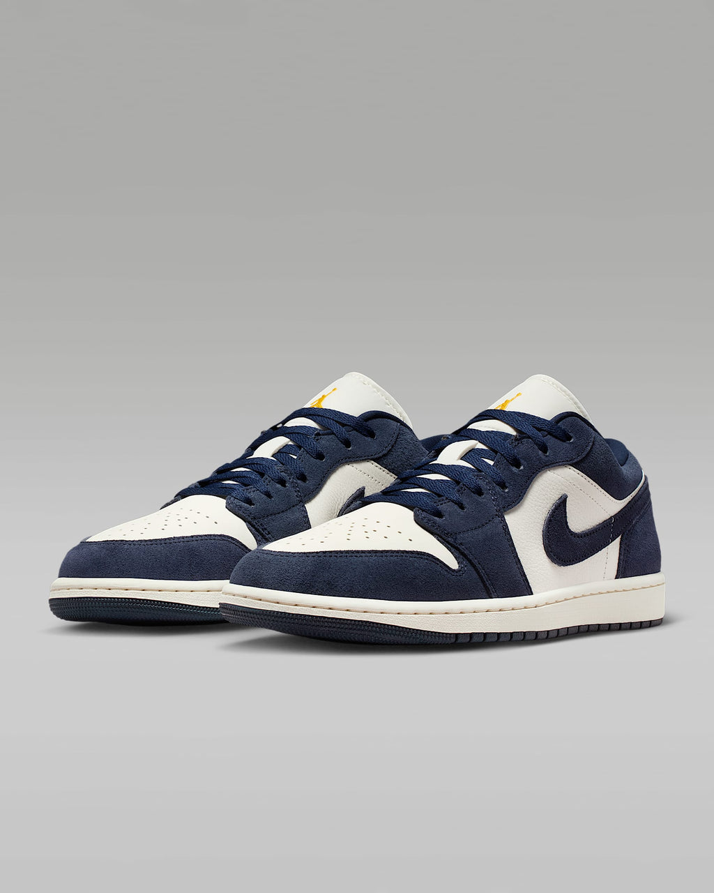 Air Jordan 1 Low Sail Midnight Navy and University Red Sneakers