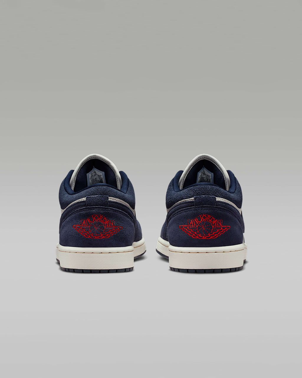 Air Jordan 1 Low Sail Midnight Navy and University Red Sneakers