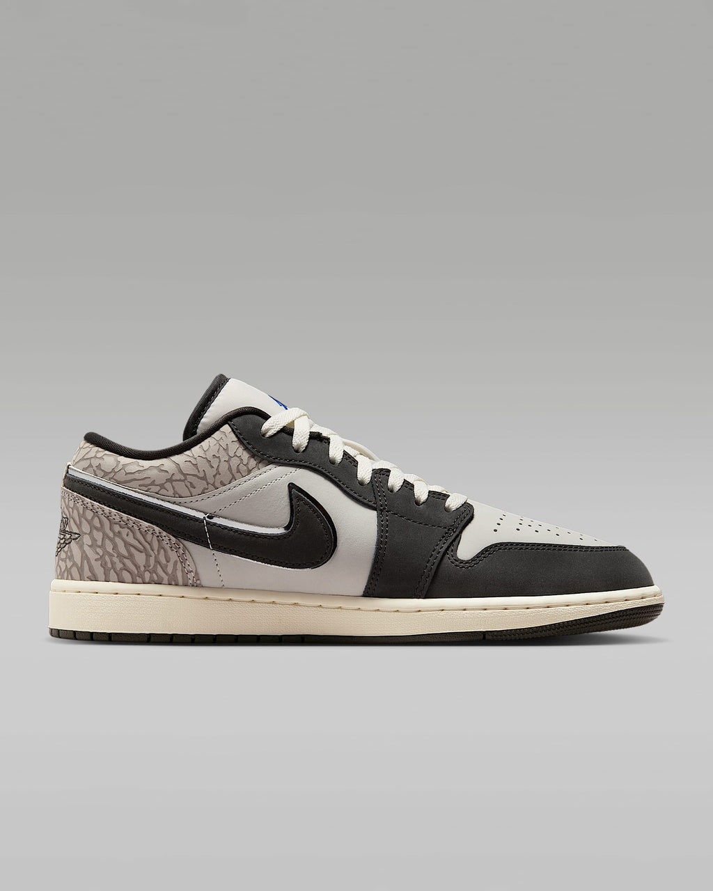 Air Jordan 1 Low Sail Dark Grey Elephant Print Mixed-Material Sneakers