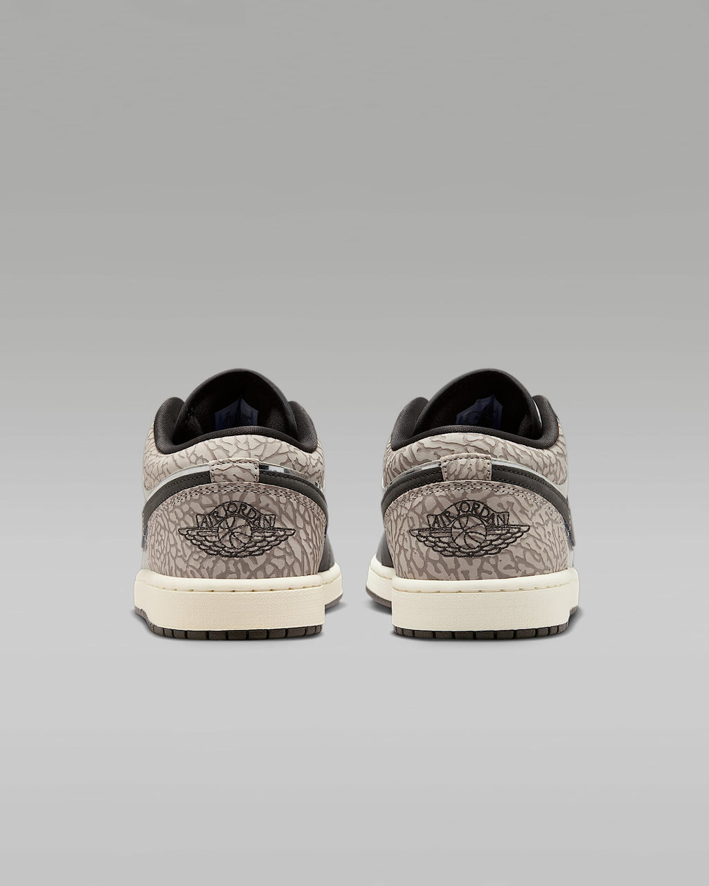 Air Jordan 1 Low Sail Dark Grey Elephant Print Mixed-Material Sneakers