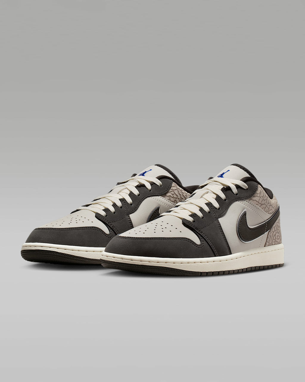 Air Jordan 1 Low Sail Dark Grey Elephant Print Mixed-Material Sneakers