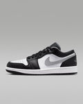 Air Jordan 1 Low OG Black White Grey Swoosh Leather Sneakers