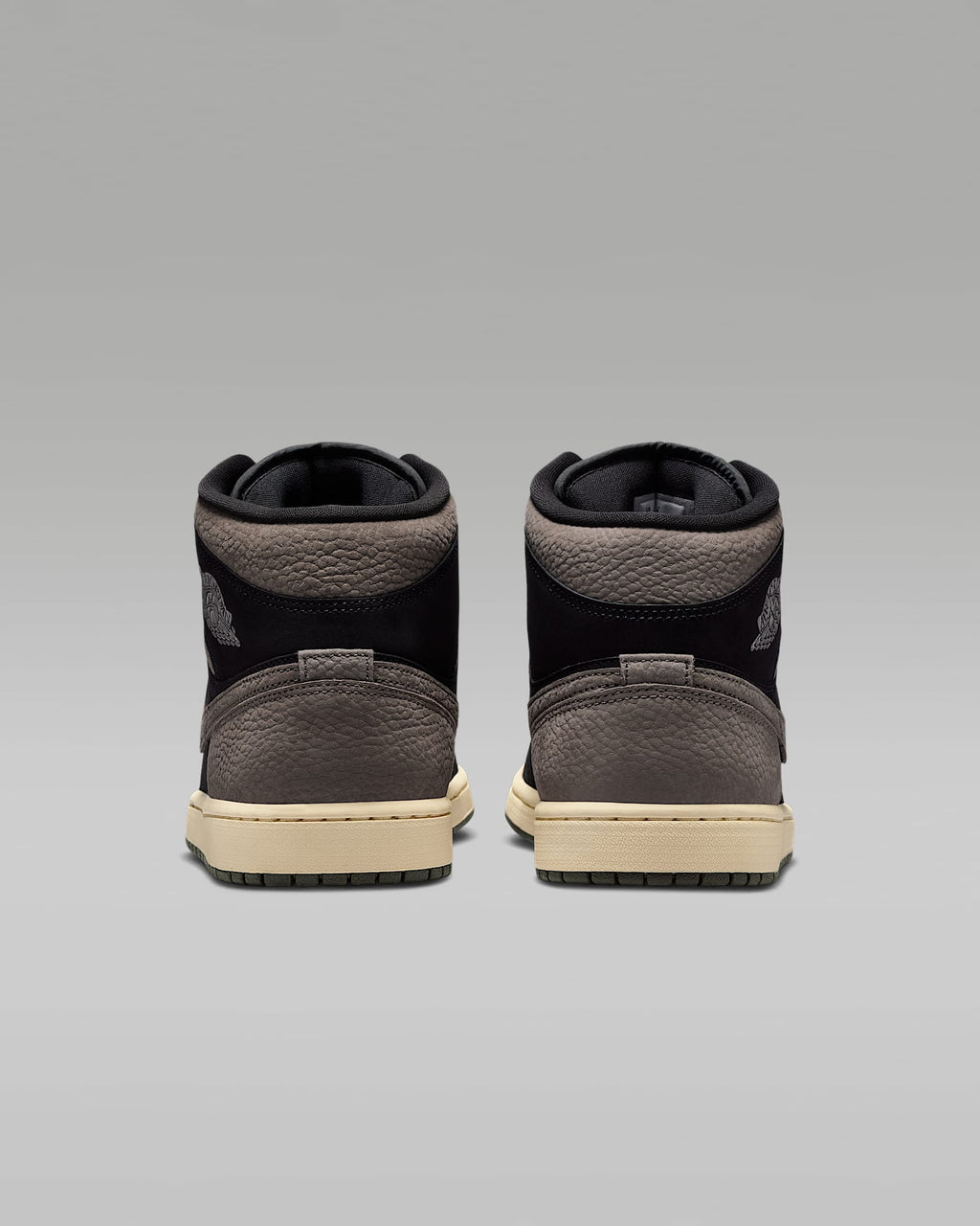 Air Jordan 1 Mid OG Black Taupe Suede Leather Sneakers