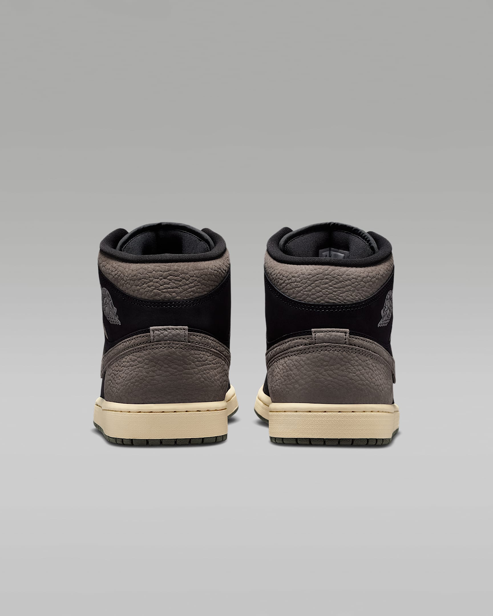 Air Jordan 1 Mid OG Black Taupe Suede Leather Sneakers