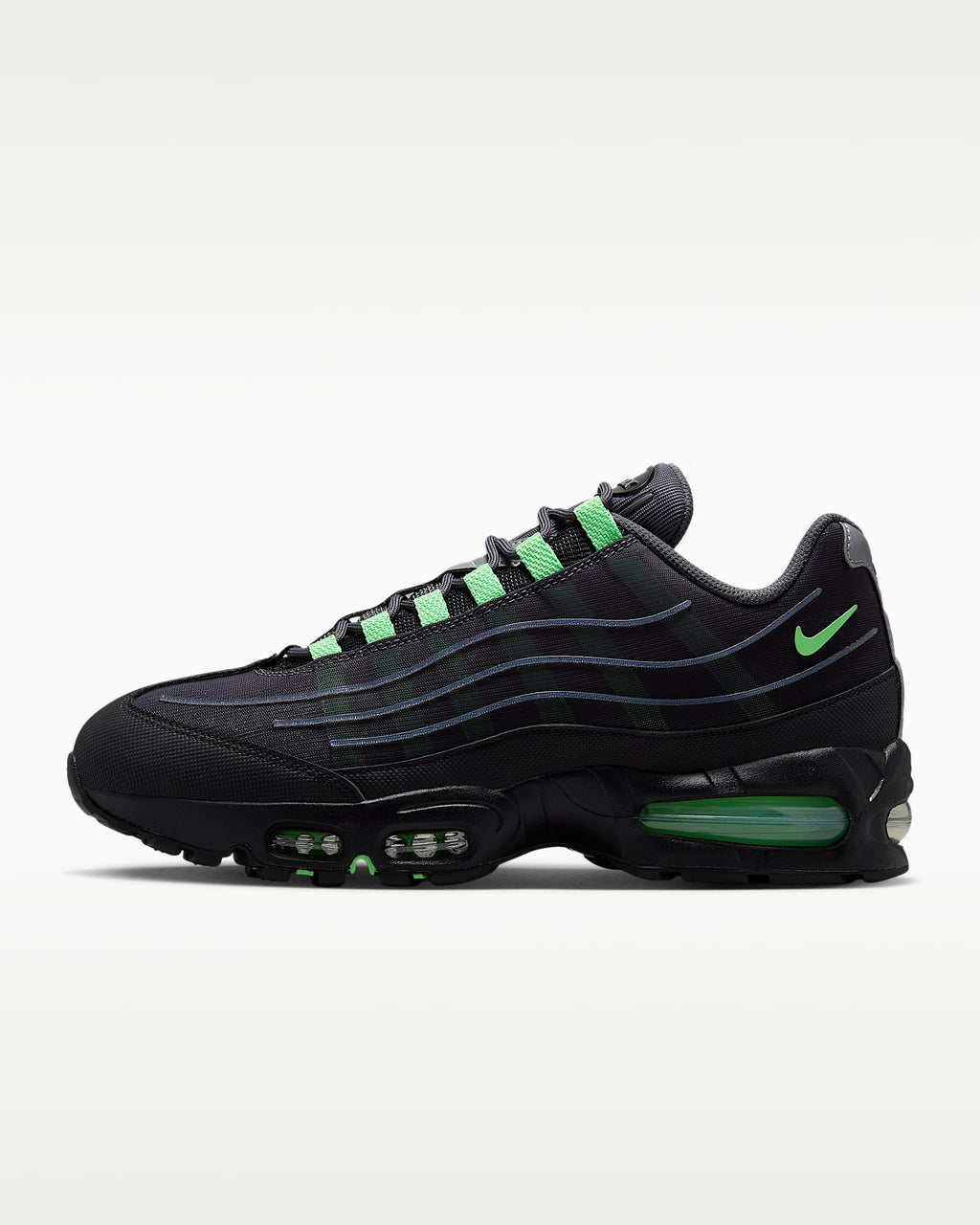 Nike Air Max 95 – Black / Lime Green Mesh Athletic Sneakers