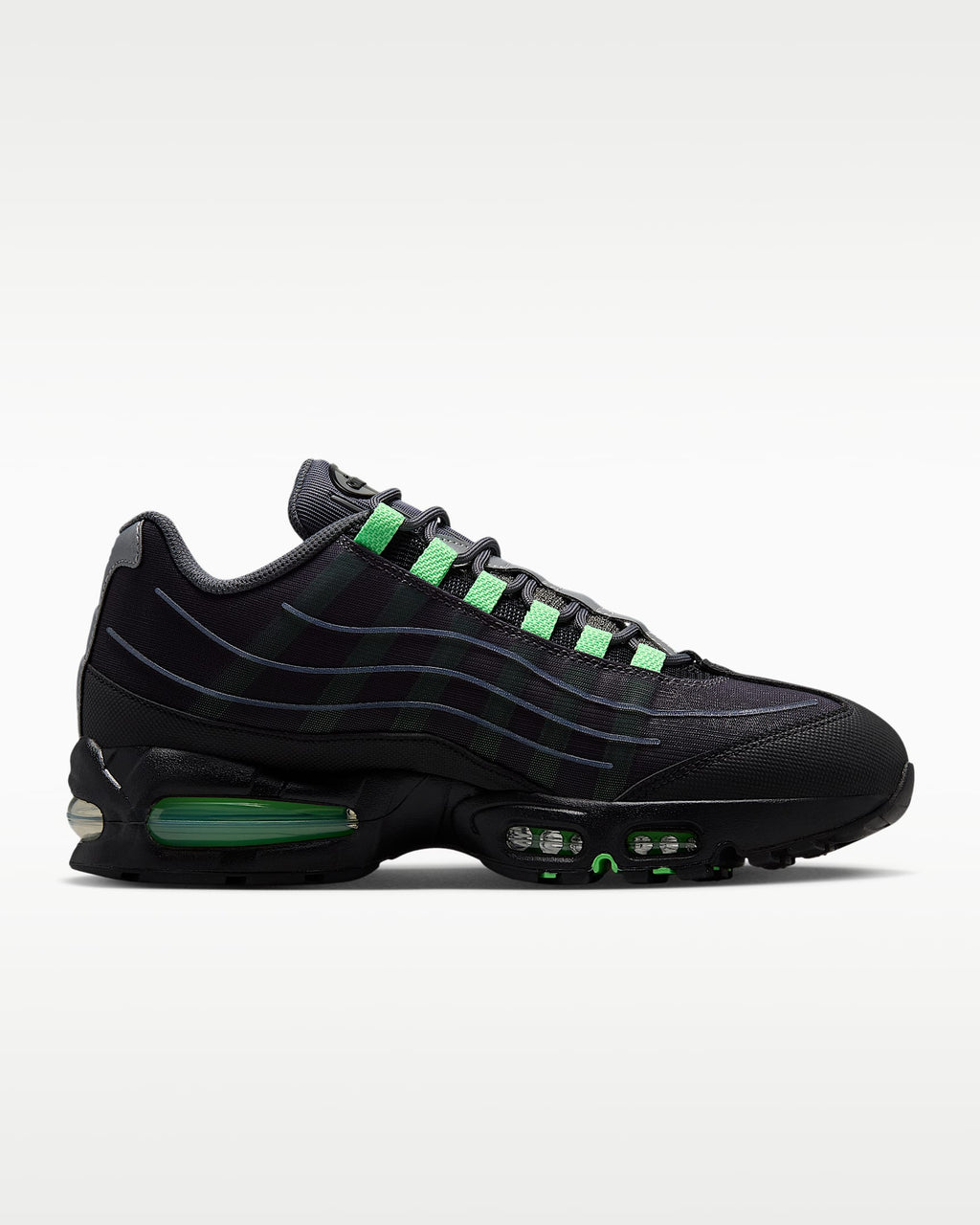 Nike Air Max 95 – Black / Lime Green Mesh Athletic Sneakers