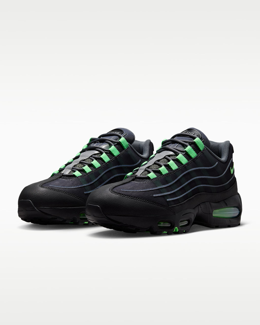 Nike Air Max 95 – Black / Lime Green Mesh Athletic Sneakers