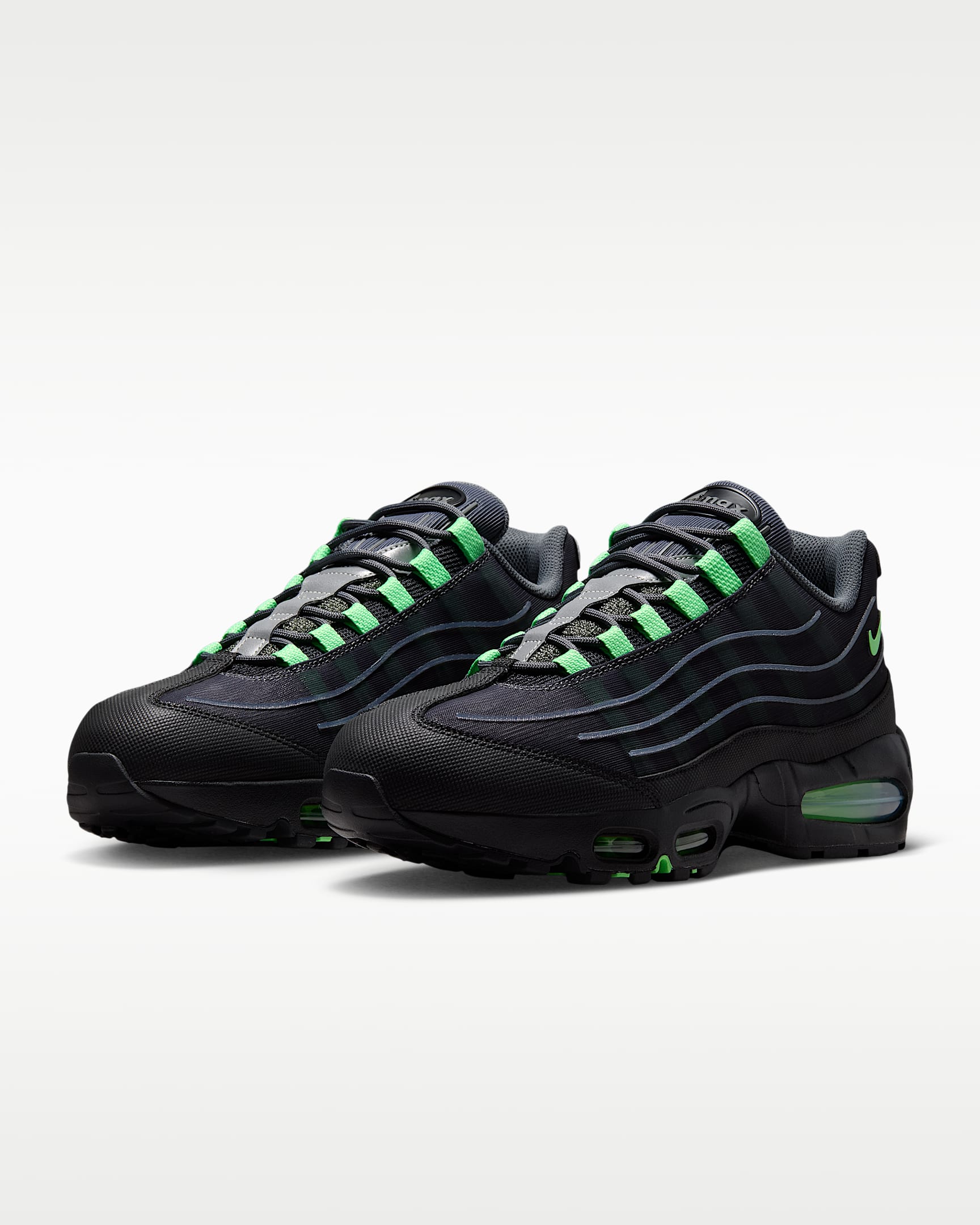 Nike Air Max 95 – Black / Lime Green Mesh Athletic Sneakers