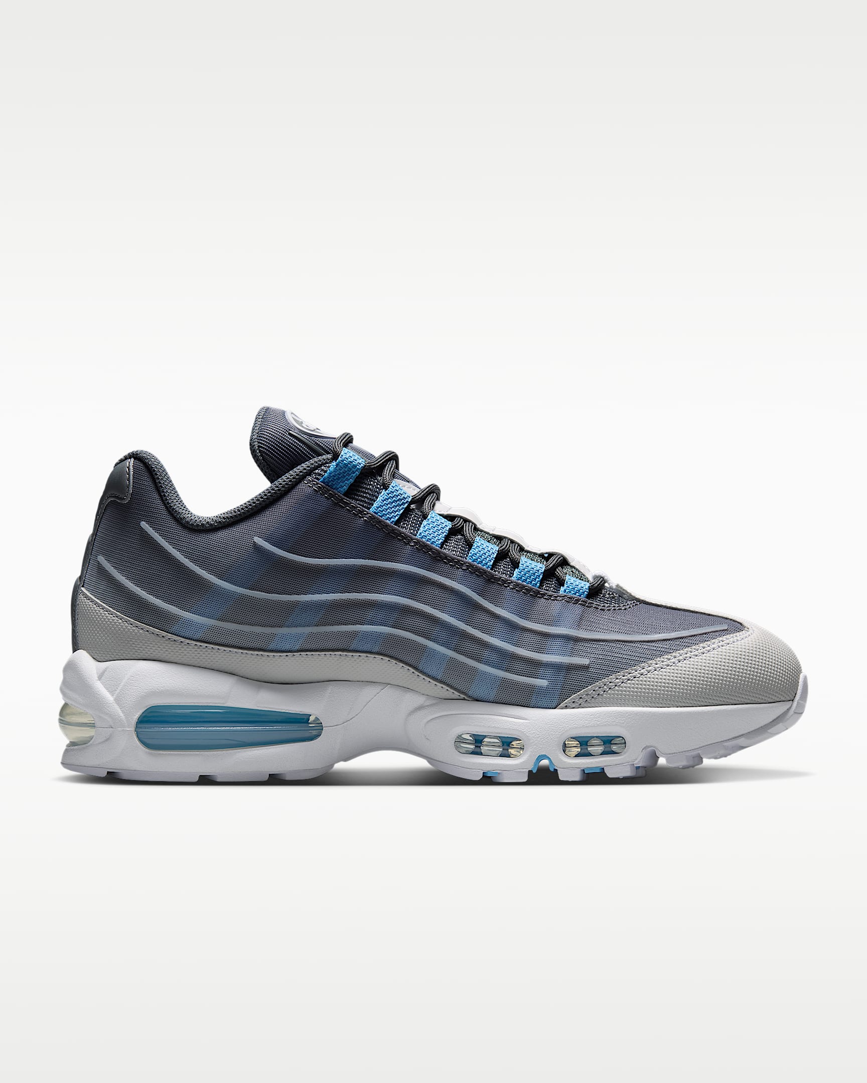 Nike Air Max 95 – Grey / Cerulean Mesh Athletic Sneakers