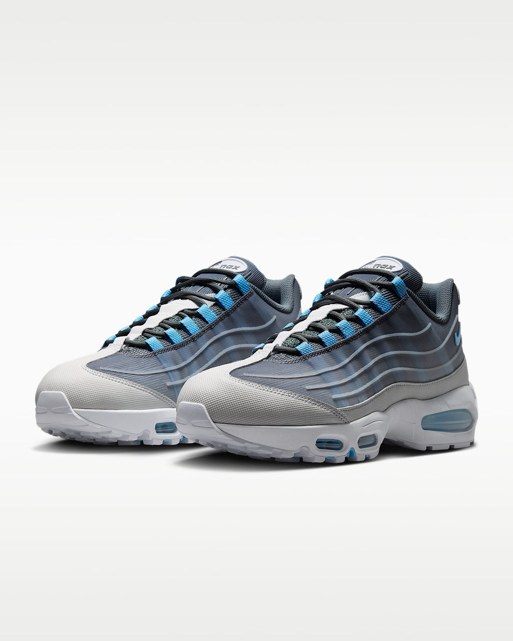 Nike Air Max 95 – Grey / Cerulean Mesh Athletic Sneakers