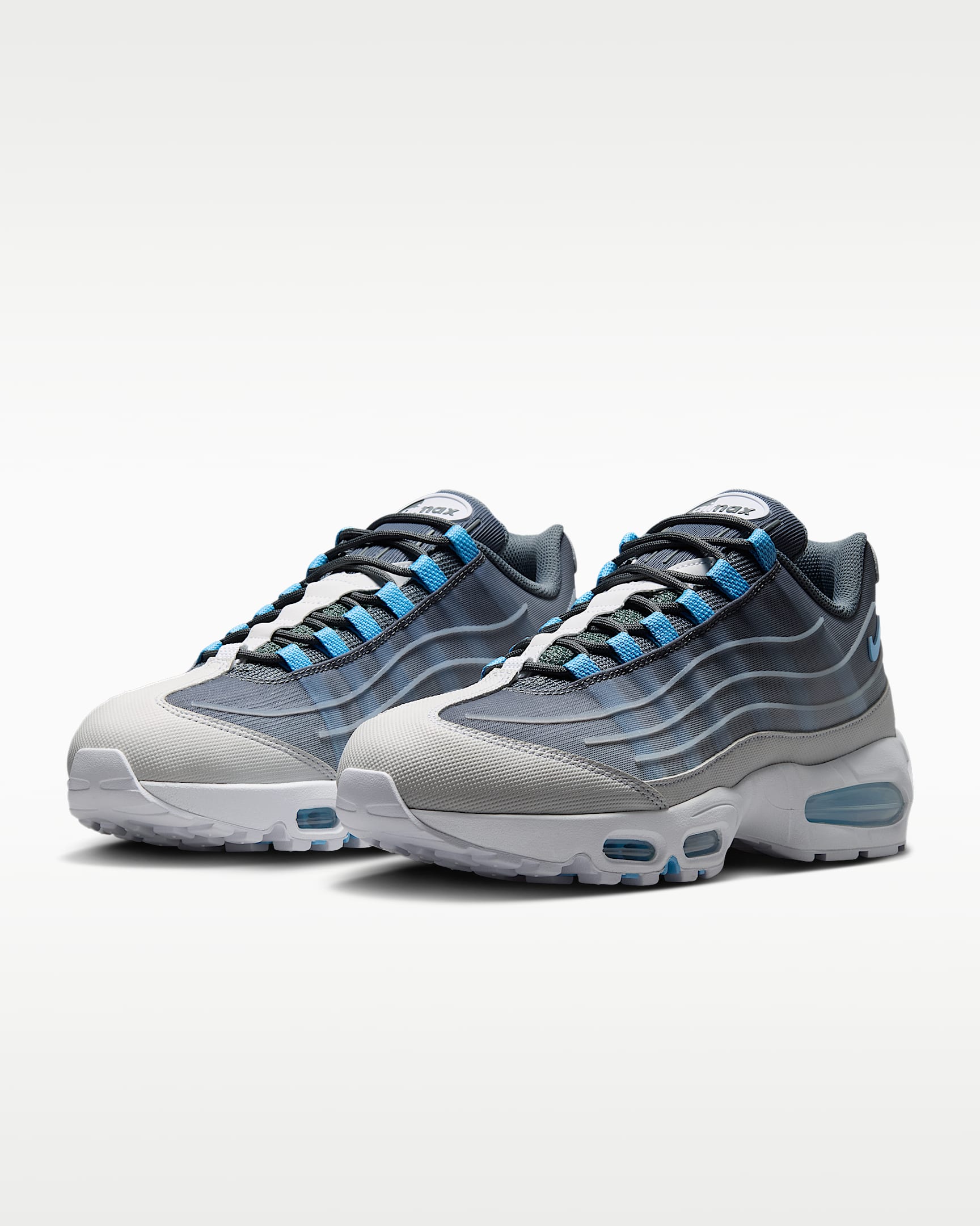 Nike Air Max 95 – Grey / Cerulean Mesh Athletic Sneakers