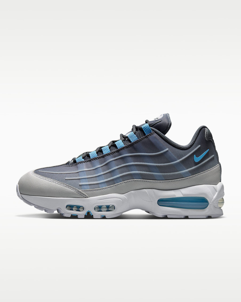 Nike Air Max 95 – Grey / Sky Blue Mesh Athletic Sneakers