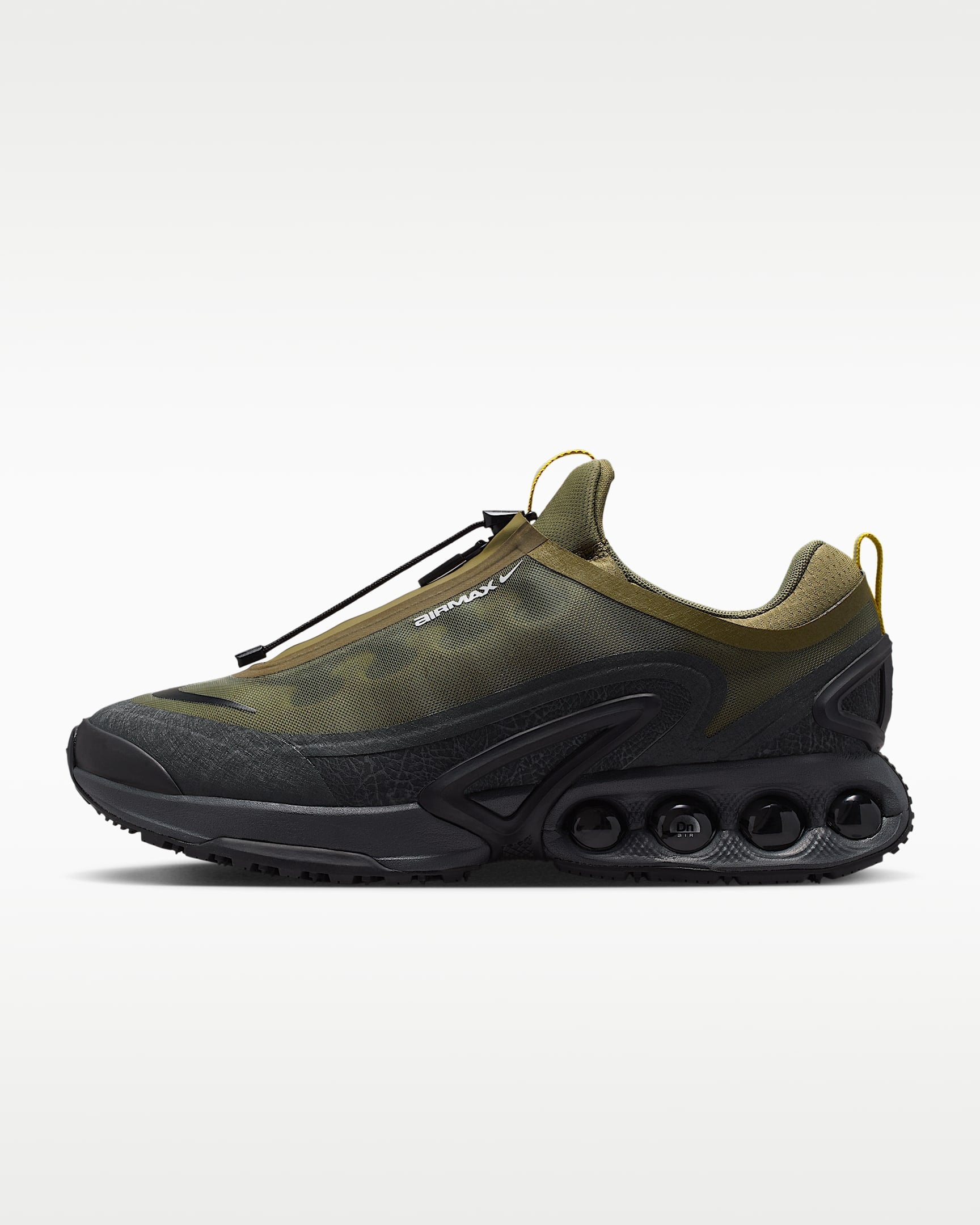 Nike Air Max DN Roam – Olive Green / Black Mesh Athletic Sneakers