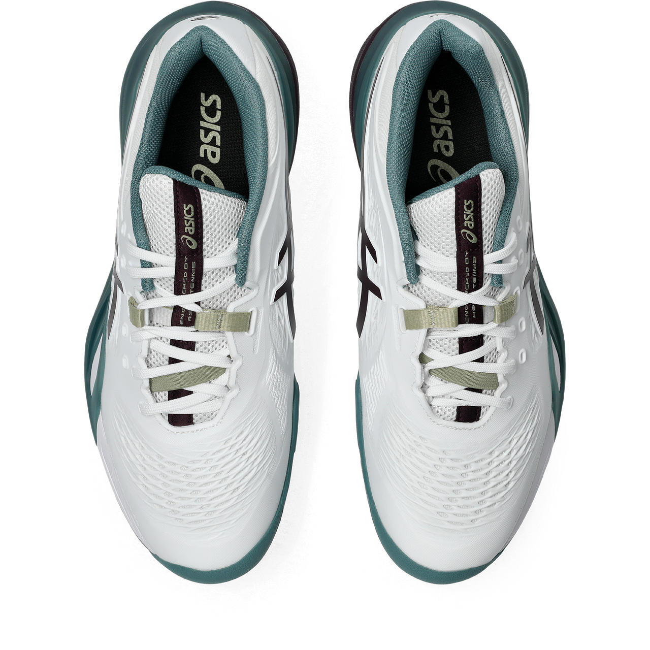 Asics Gel-Resolution – White/Burgundy/Teal Green Tennis Sneaker