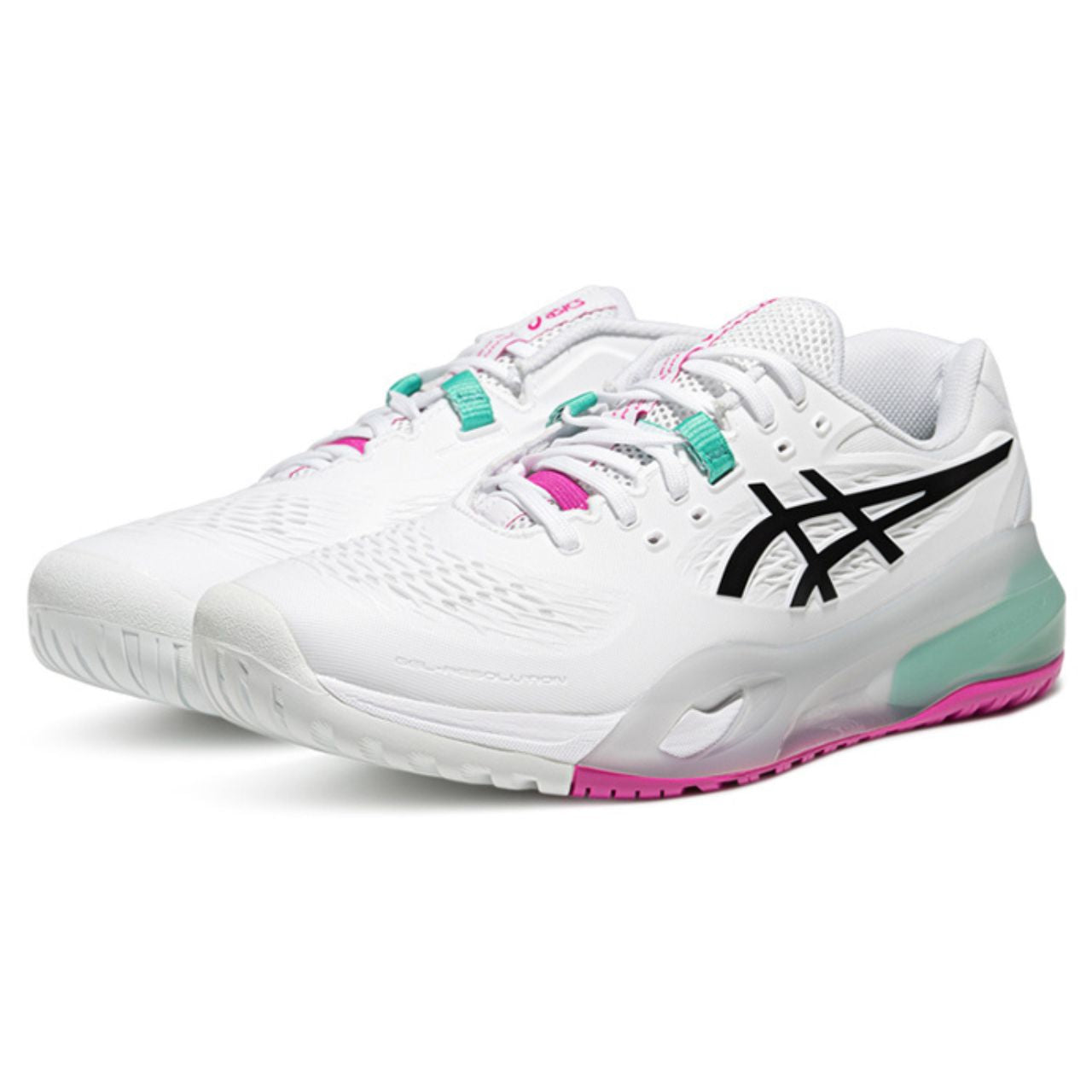 Asics Gel-Resolution – White/Black/Pink/Mint Tennis Sneaker