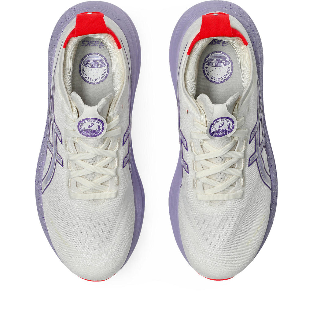 Asics Gel-Nimbus 28 – White/Lavender/Red Running Shoe