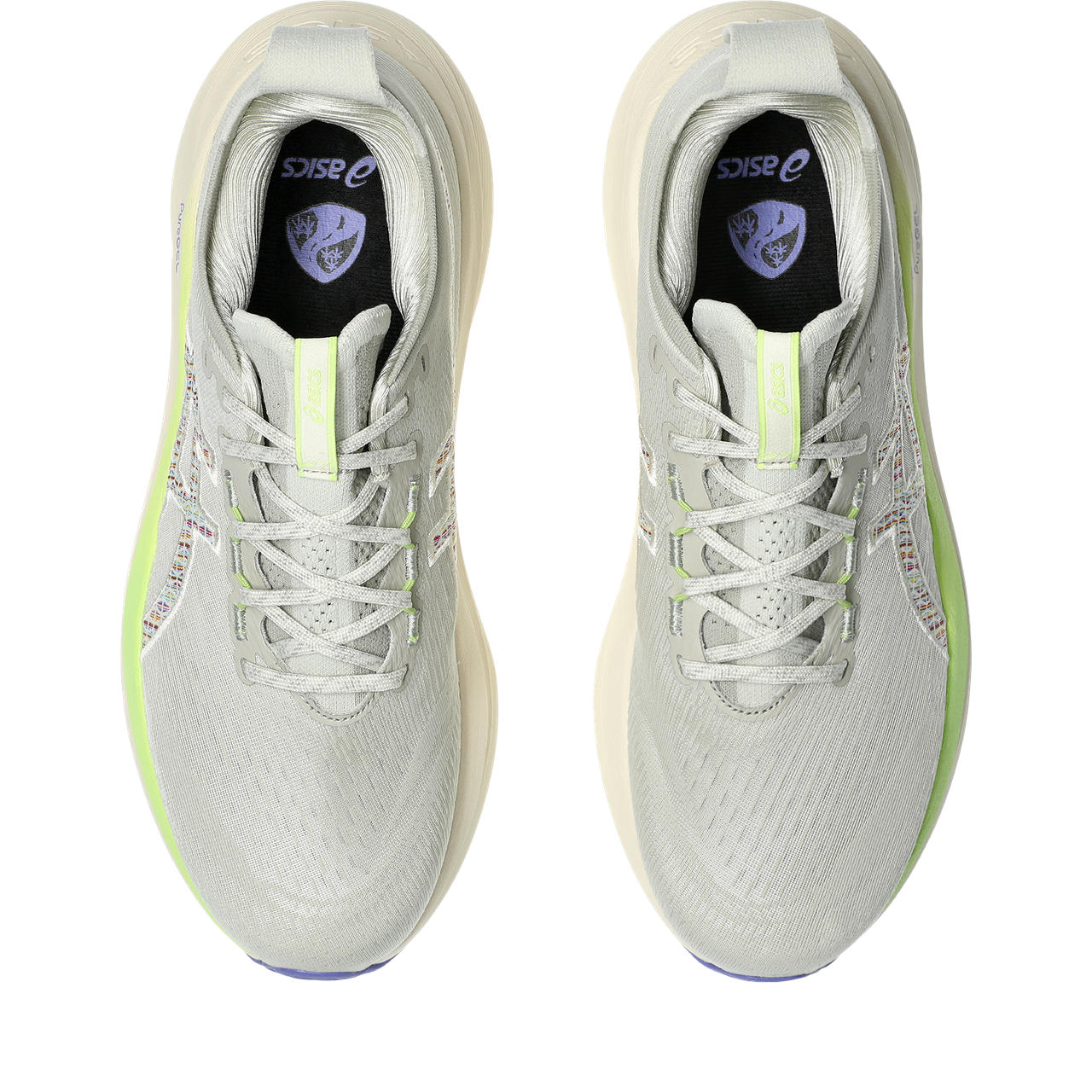Asics Gel-Nimbus 28 – Light Gray/Multicolor Stitch Running Shoe