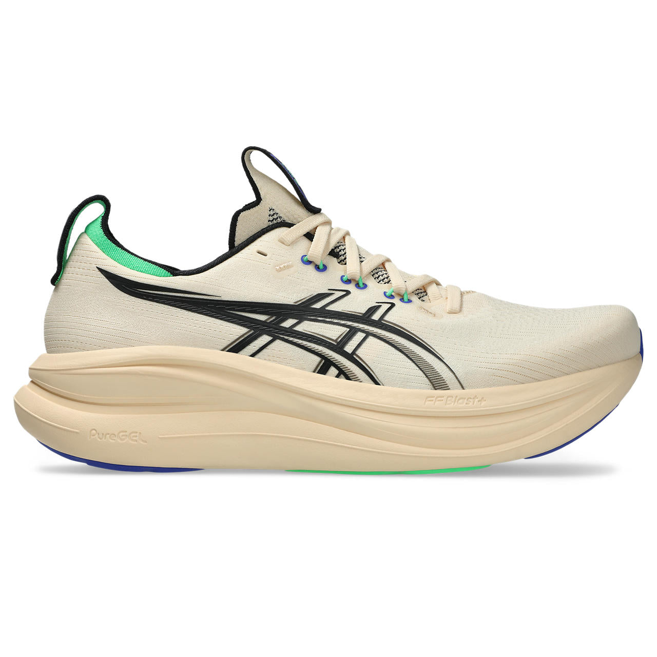 Asics Gel-Nimbus 28 – Cream/Black/Green Running Shoe