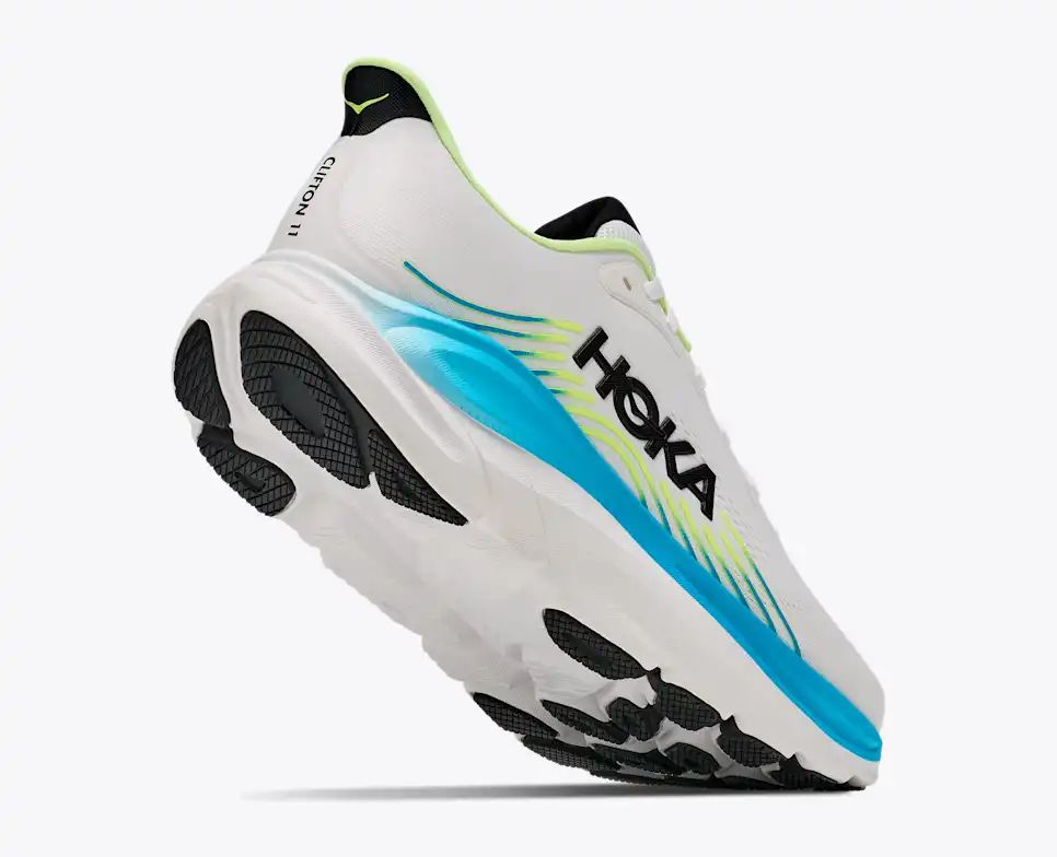 Hoka Bondi 8 — White / Cyan / Lime Green