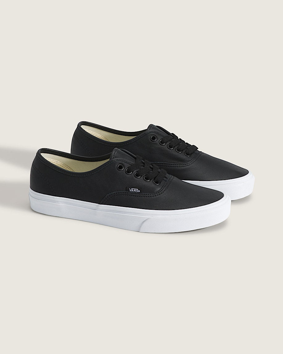 Vans Authentic Black Leather White Sole