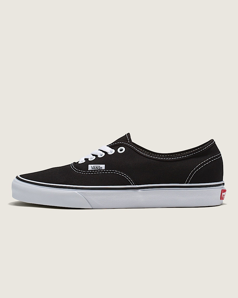 Vans Authentic Black Canvas White Stitching