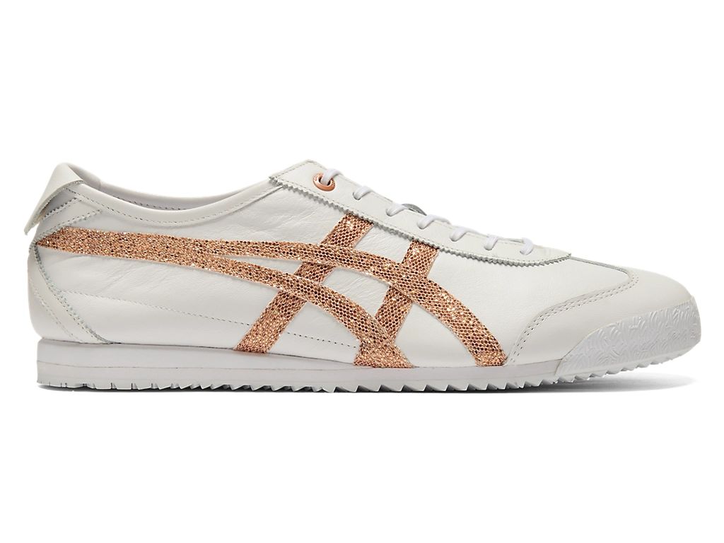 Onitsuka Tiger Mexico 66 Unisex Sneakers – White Leather Rose Gold Glitter