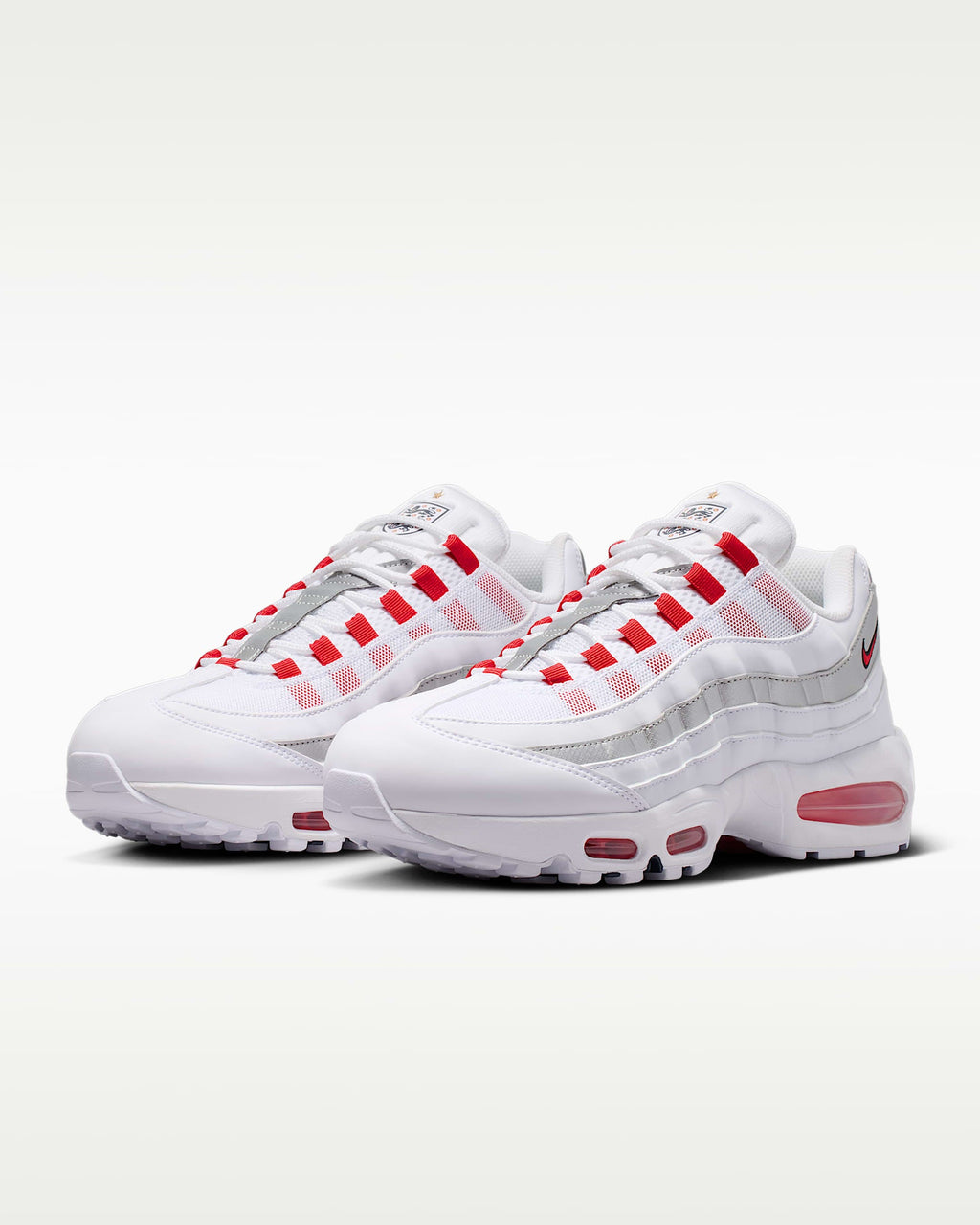 Nike Air Max 95 – White / Silver / Red Mesh Athletic Sneakers