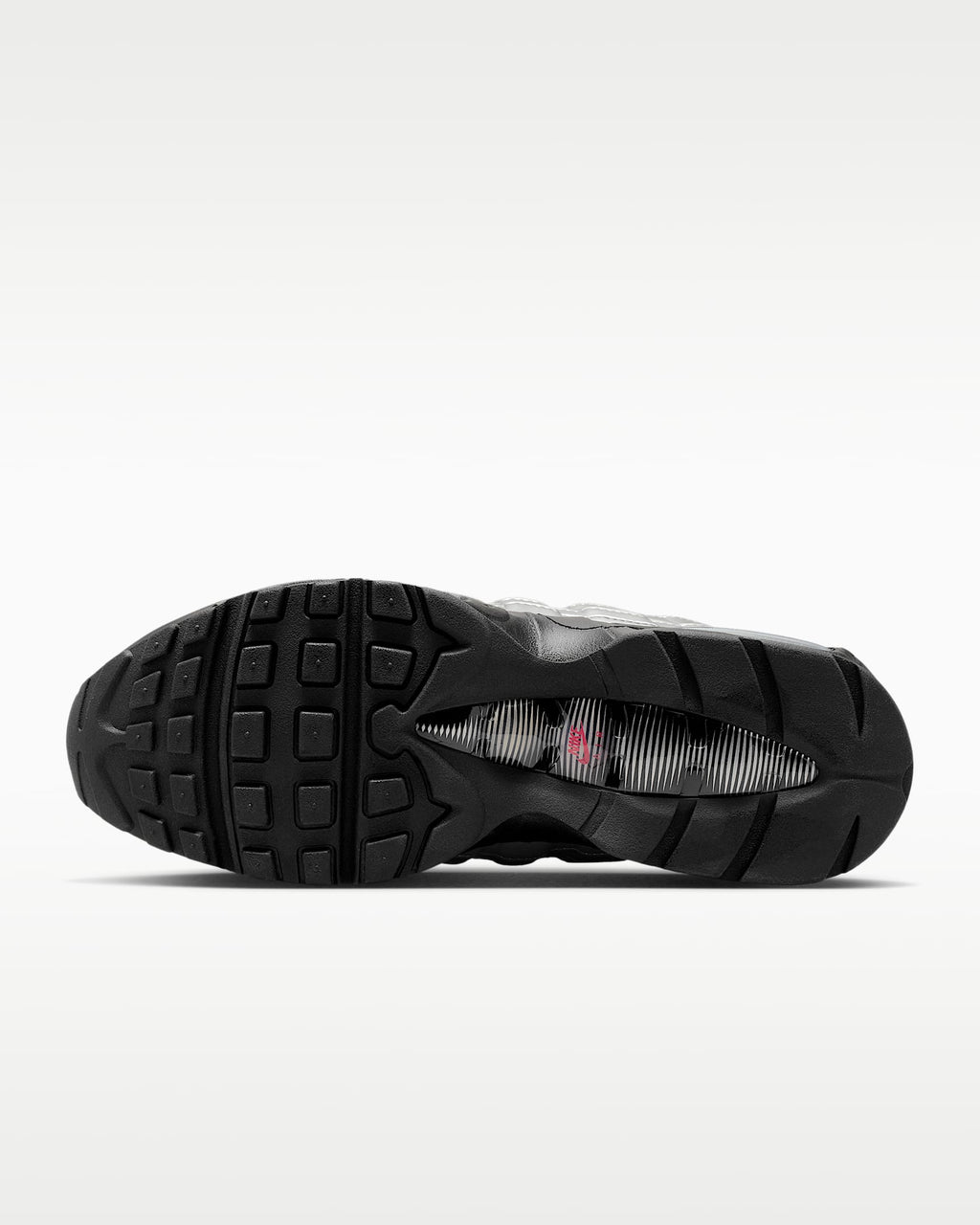 Nike Air Max 95 – Metallic Silver / Black Mesh Athletic Sneakers
