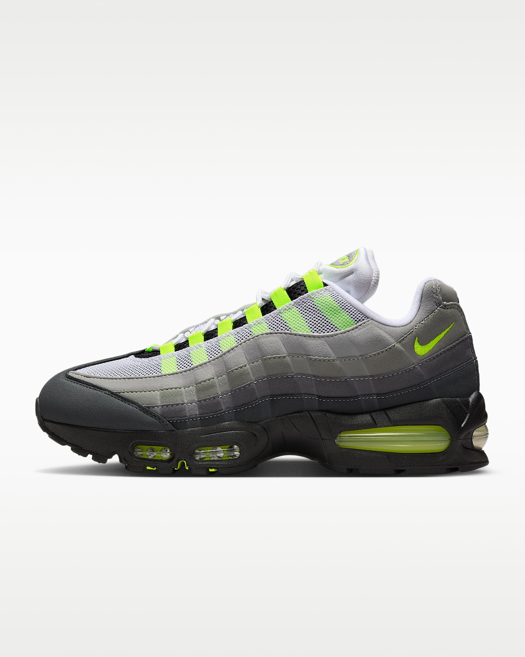 Nike Air Max 95 – Grey / Volt Mesh Athletic Sneakers