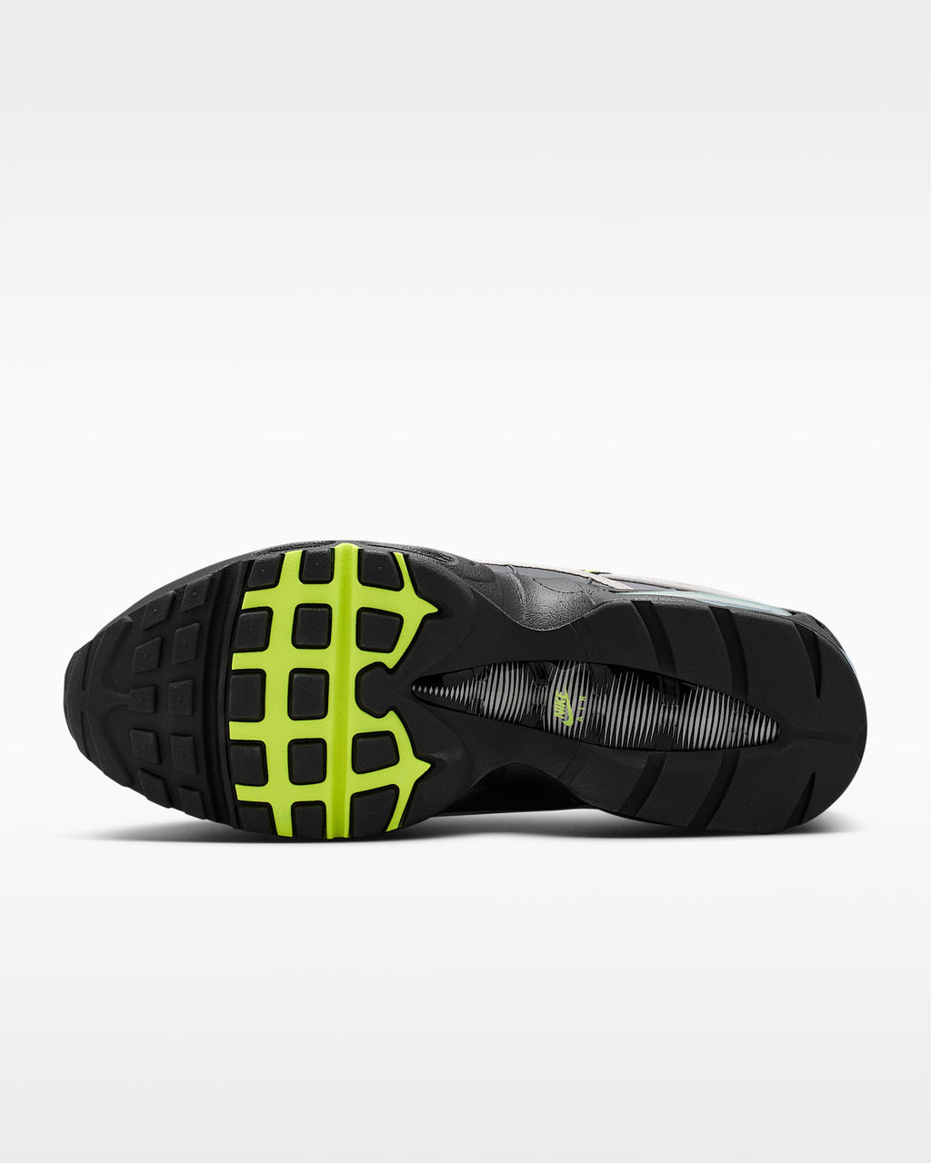 Nike Air Max 95 – Dark Grey / Volt Leather Athletic Sneakers