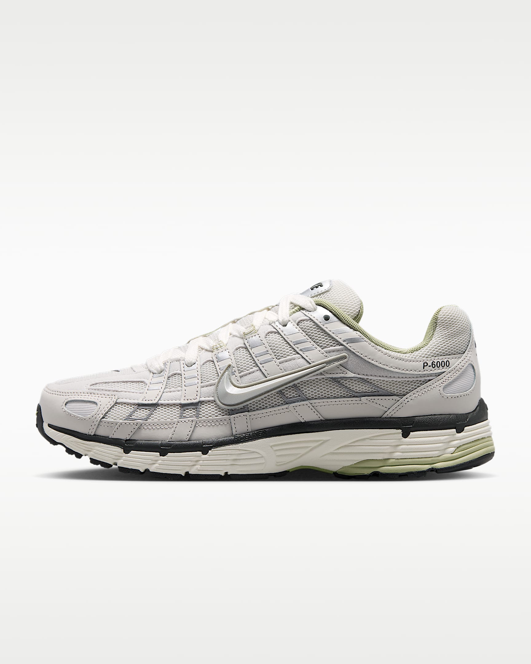 Nike P-6000 – Light Grey / Silver / Green Mesh Athletic Sneakers
