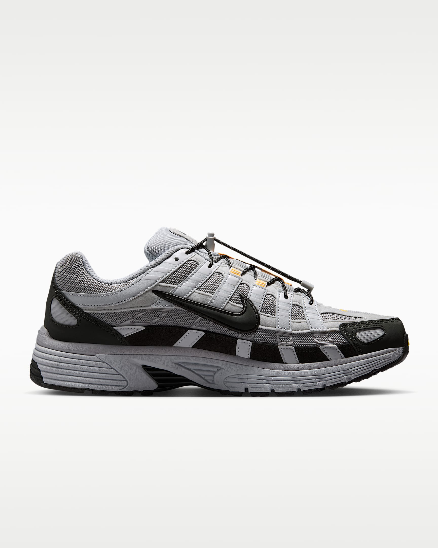Nike P-6000 – Grey / Black / Orange Mesh Athletic Sneakers