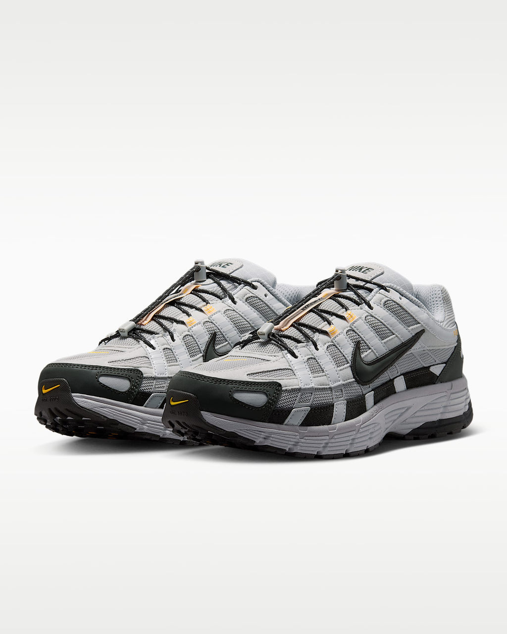 Nike P-6000 – Grey / Black / Orange Mesh Athletic Sneakers