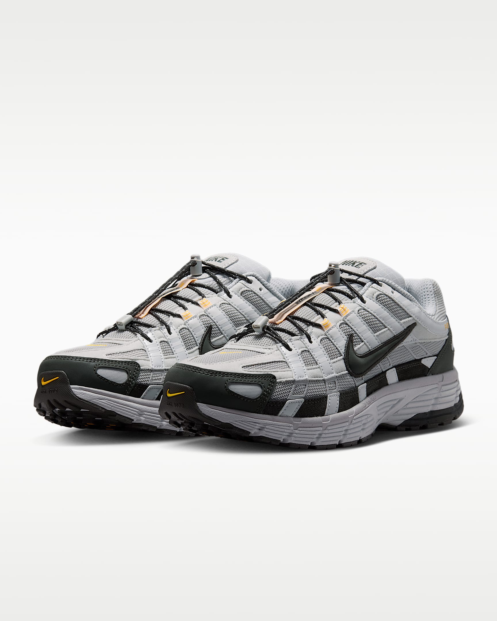 Nike P-6000 – Grey / Black / Orange Mesh Athletic Sneakers