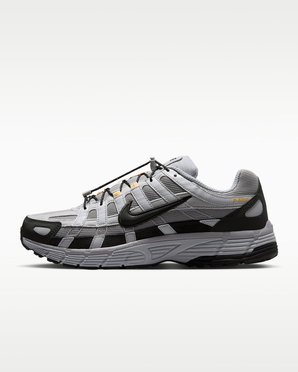 Nike P-6000 – Grey / Black / Orange Mesh Athletic Sneakers
