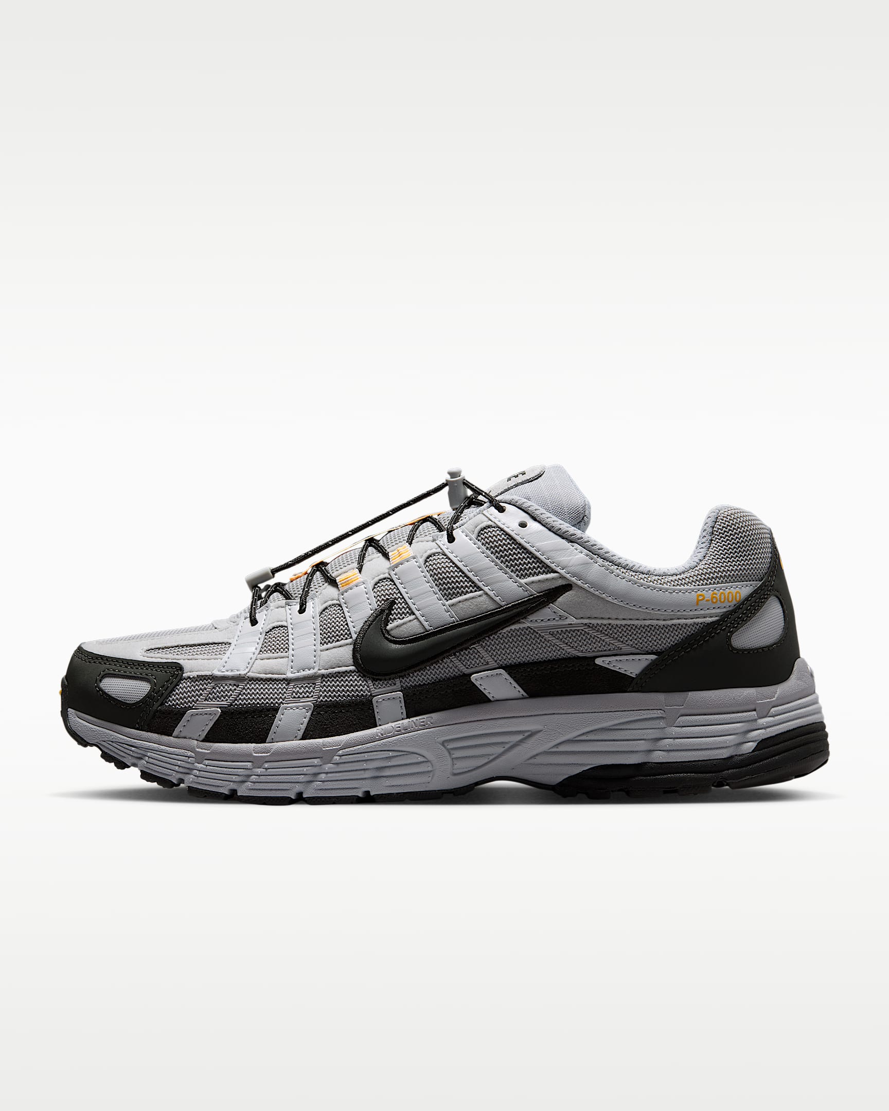 Nike P-6000 – Grey / Black / Orange Mesh Athletic Sneakers