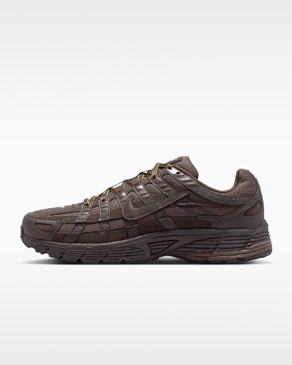 Nike P-6000 – Dark Brown / Yellow Mesh Athletic Sneakers