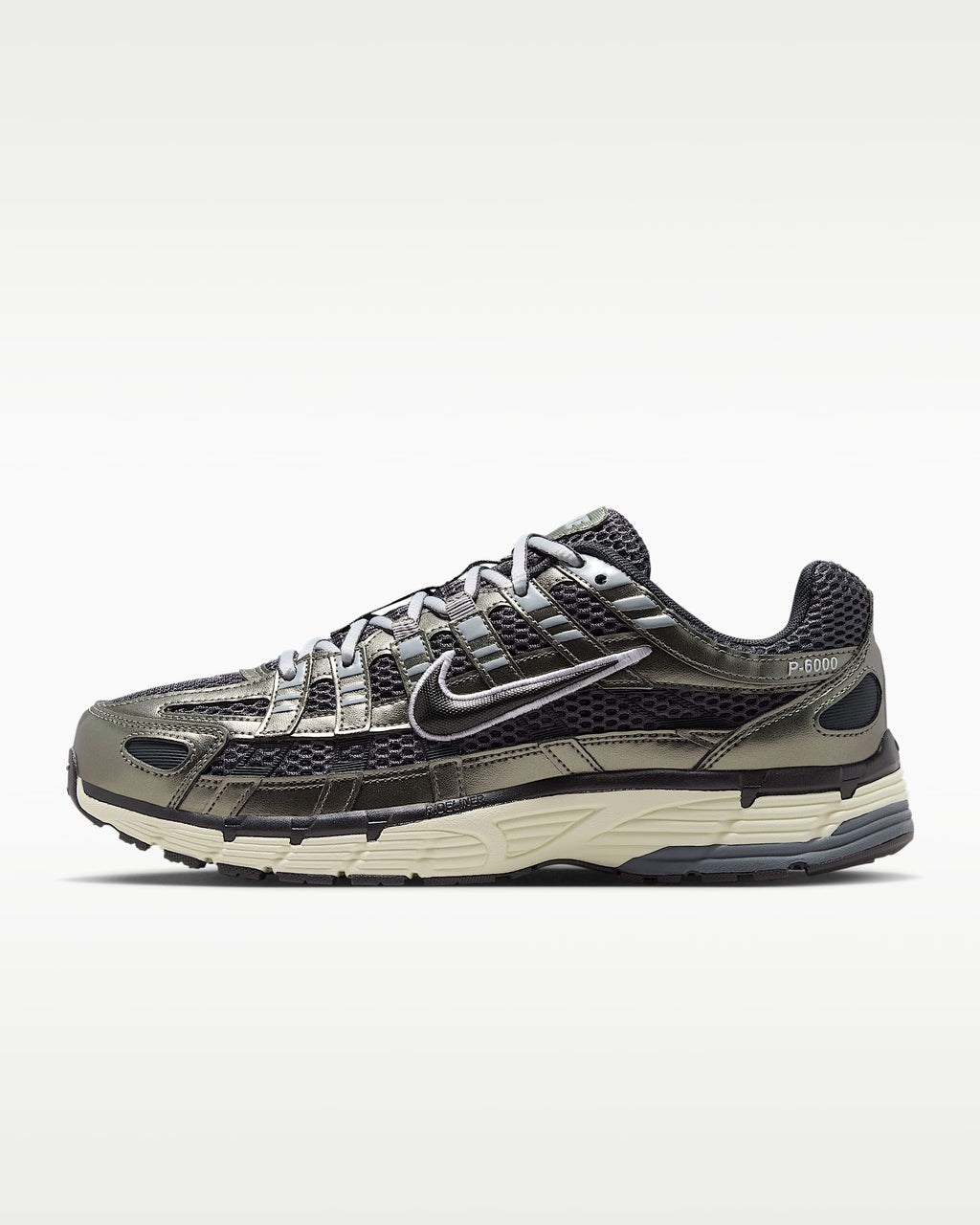Nike P-6000 – Metallic Olive / Black Mesh Athletic Sneakers