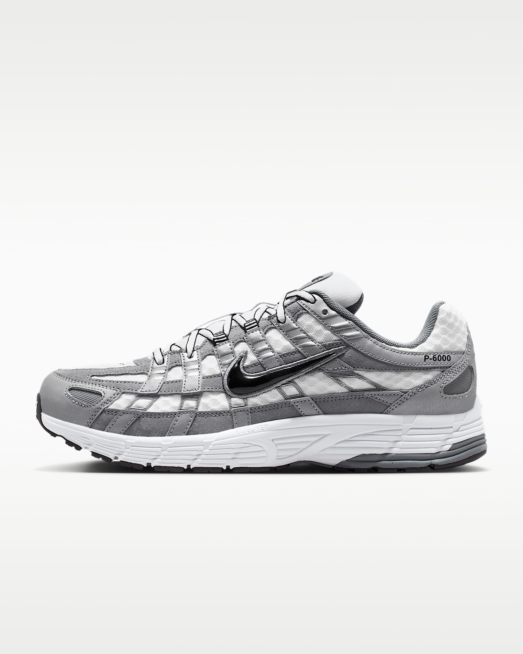 Nike P-6000 – Grey / White / Black Suede Mesh Athletic Sneakers